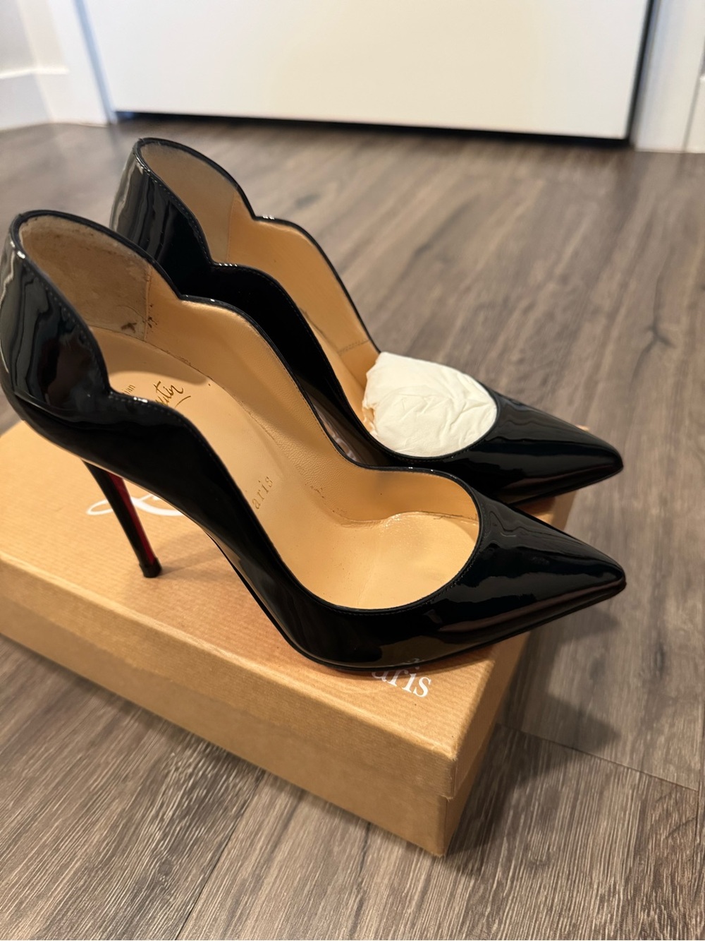 Christian Louboutin Black Patent Scallop Pump